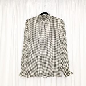 Tucker Stella Blouse Black and White Houndstooth in Silk Stretch Charmeuse Top